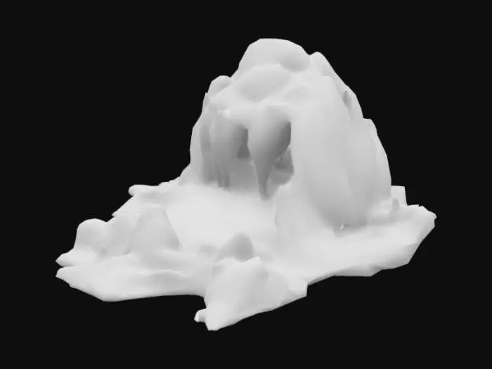 3D model for A rock cave with an entrance way and and the inside is #bioluminesant gold, high resolution 4k textures. Bright colors