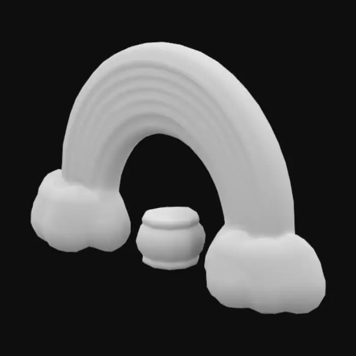 3D model for A rainbow with pot of gold at the end of the rainbow, high resolution and 4k textures with #bioluminesant in it, bright colors on all sides