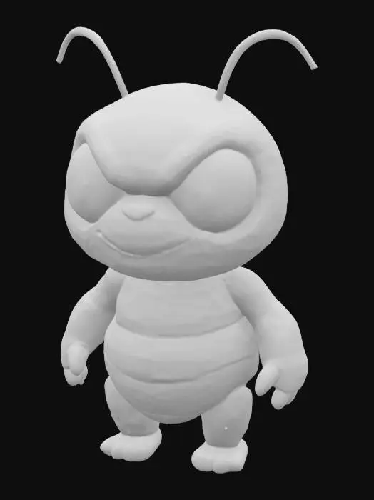 3D model for a chibi-style roach that can be used as a holdable teddy bear, evil smile like face