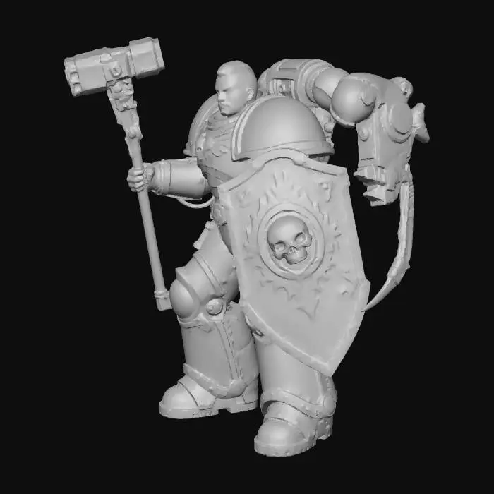 3D model for Flame-Armored Space Marine with Shield