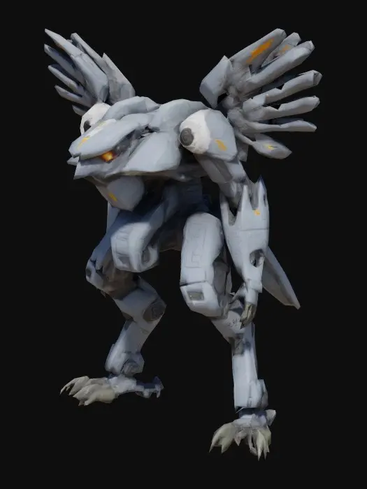 3D model for ein battletech kampfroboter der ähnlichkeiten zum Vogel namens Kampfläufer aufweist.