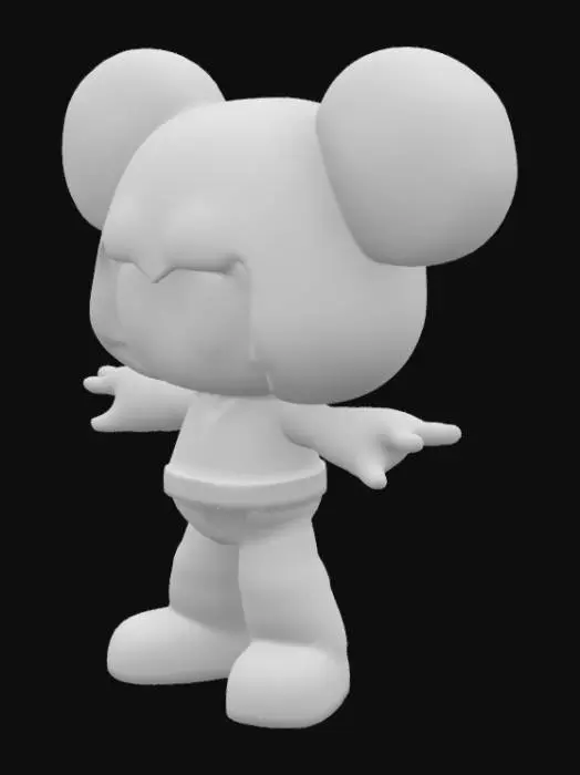 3D model for “Create a chibi-style 3D T-pose model of Lucky Cyan from ‘To Be Hero X.’ Features an oversized head with large, expressive cyan eyes, and a small, stylized body. Arms extended horizontally (T-pose) with hands open and fingers slightly spread. Outfit: simplified teal-and-white hero suit with short puffed sleeves, knee-high boots, and a compact utility belt. Geometry should be clean and rounded, optimized for real-time use in Unity. Provide smooth PBR materials—glossy highlights on armor panels, matte on fabric—and subtle emissive cyan accents on her belt and boots. Include a basic humanoid rig with proper joint placement for head rotation, arm raises, and leg bends.”  
