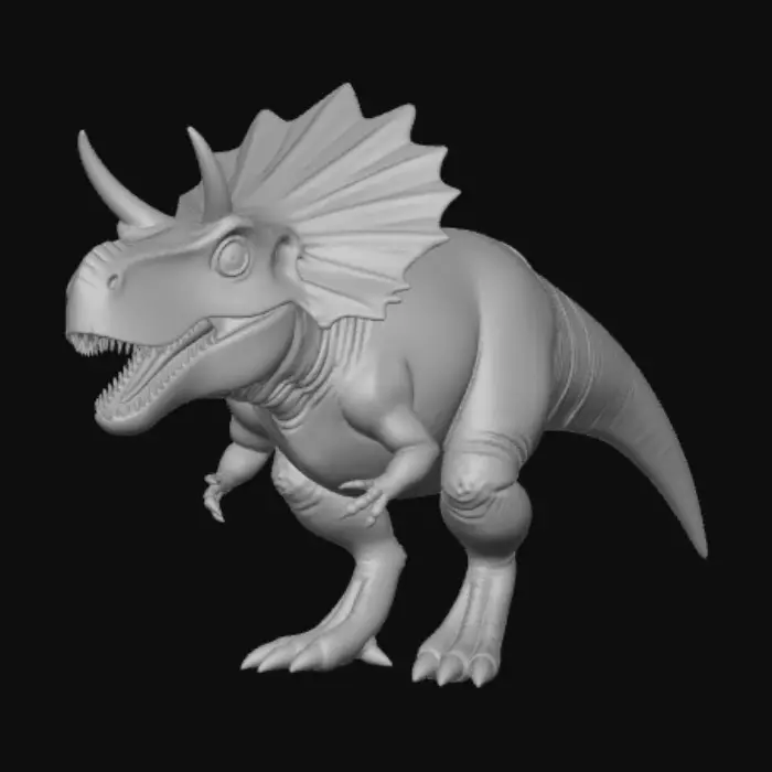 3D model for Combine a triceratops a T. rex and raptor mix with a labubu