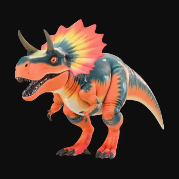 3D model for Combine a triceratops a T. rex and raptor mix with a labubu