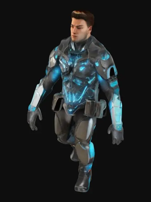 3D model for Cyber Warrior in Futuristic City