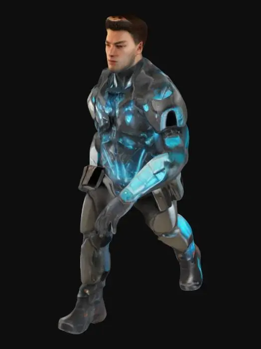 3D model for Cyber Warrior in Futuristic City