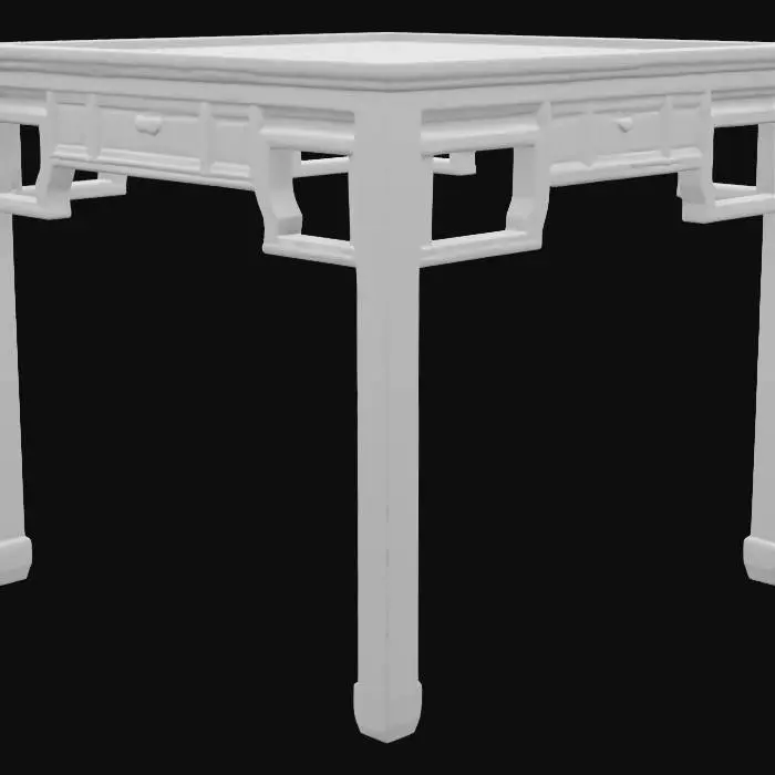 3D model for old hong kong wooden mahjong table decorative