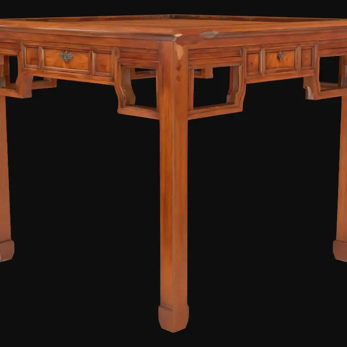 3D model for old hong kong wooden mahjong table decorative