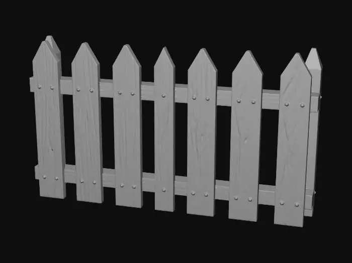 3D model for Weathered White Picket Fence