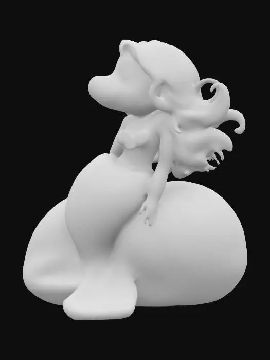 3D model for [Florida] A manatee dressed as a beautiful mermaid with flowing red hair, a purple sea shell top and green shimmery tail resting on a rock #AroundTheWorld#