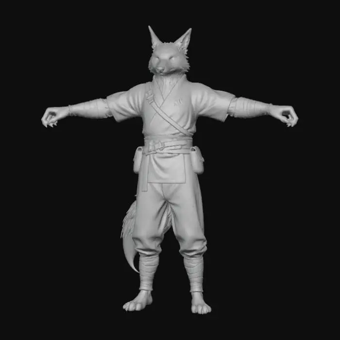 3D model for Fox Samurai Warrior