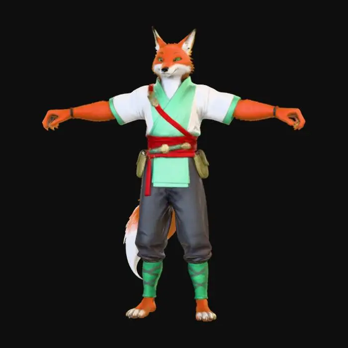 3D model for Fox Samurai Warrior