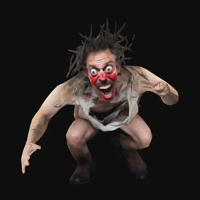 3D model for a silly insane exaggerated crazy man (a man human man)
