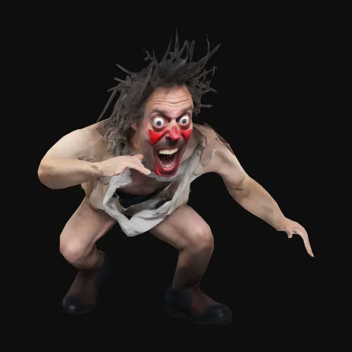 3D model for a silly insane exaggerated crazy man (a man human man)