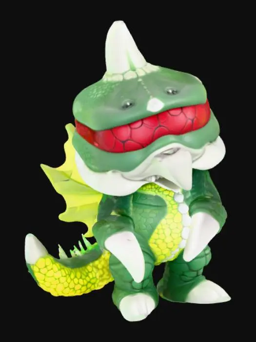 3D model for A little boy dressed in a full body costume of the Space Kaiju, Gigan, who is a Toho kiaju character. for Halloween. he is standing in a battle pose while in the costume. 8K, ulta-poly. A-Pose #Halloween2025#