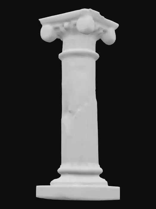 3D model for Mossy ancient marble pillar like in ancient Greece with cracks and fallen of parts at it's top