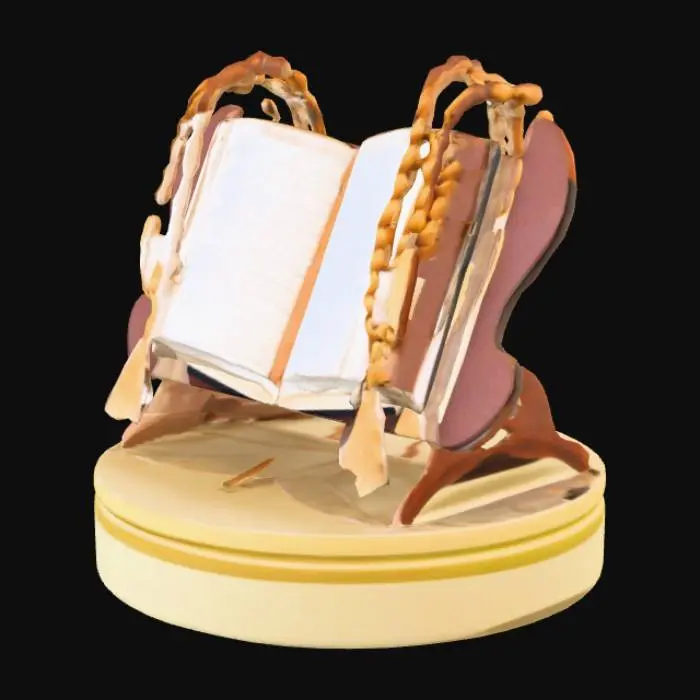 3D model for Quran on Stand with Prayer Beads
