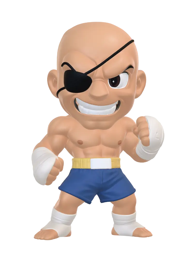 Bald Brawler 3D model, vytvořený pomocí AI