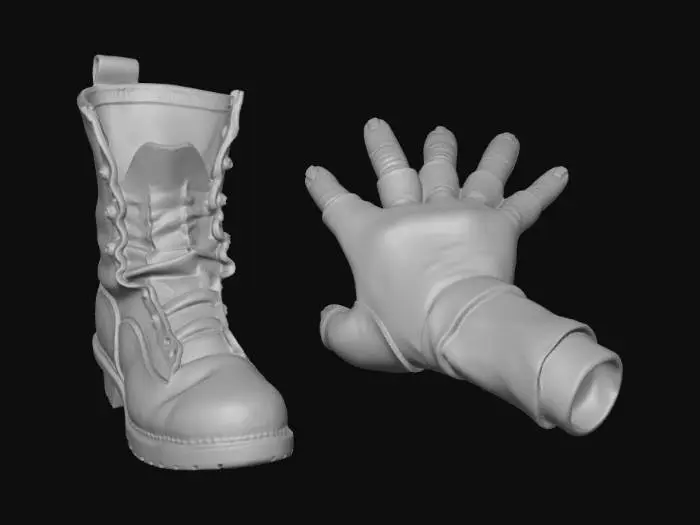 3D model for Muddy Boot and Gloved Hand