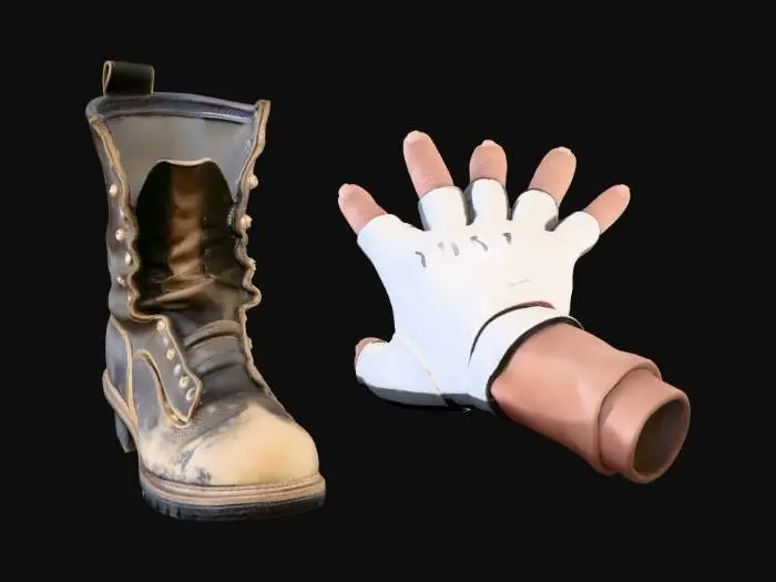3D model for Muddy Boot and Gloved Hand