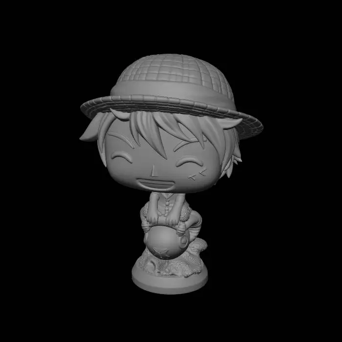 3D model for Smiling Straw Hat Luffy on a Woolly Mount