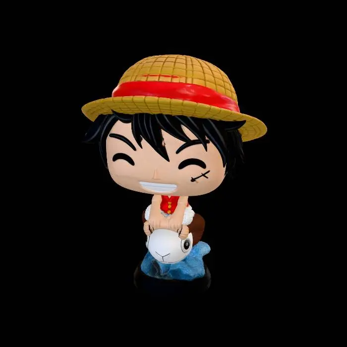 3D model for Smiling Straw Hat Luffy on a Woolly Mount