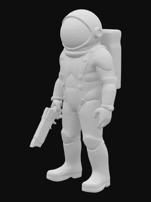 3D model for красный космонавт в левой руке нож а в правой пистолет