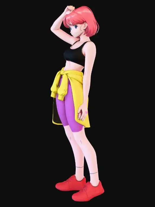 3D model for Anime Character with Pink Hair