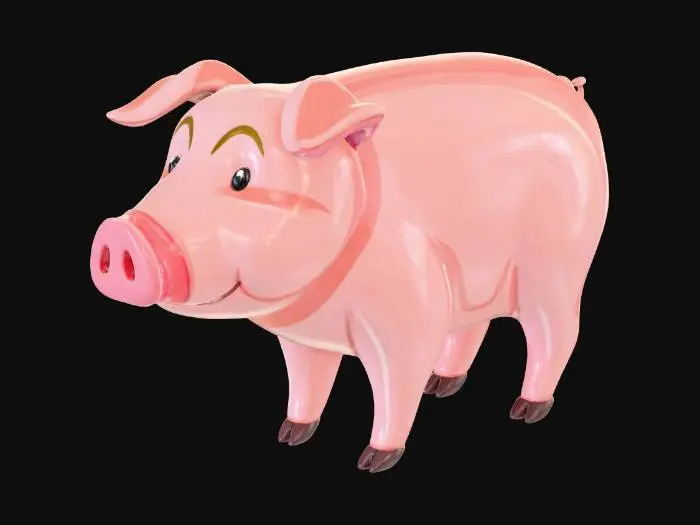 3D model for Happy Pig Illustration