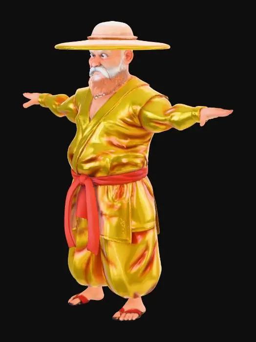 3D model for #realistic# Master Roshi from "Dragon Ball Z". Ultra Realistic, Highly Detailed, Full Body, T-pose