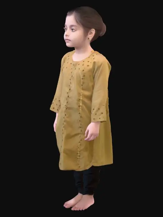 3D model for Little girl in a brown kurta