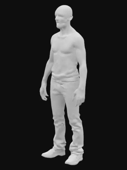 3D model for half cursed half normal human with clothes on 
