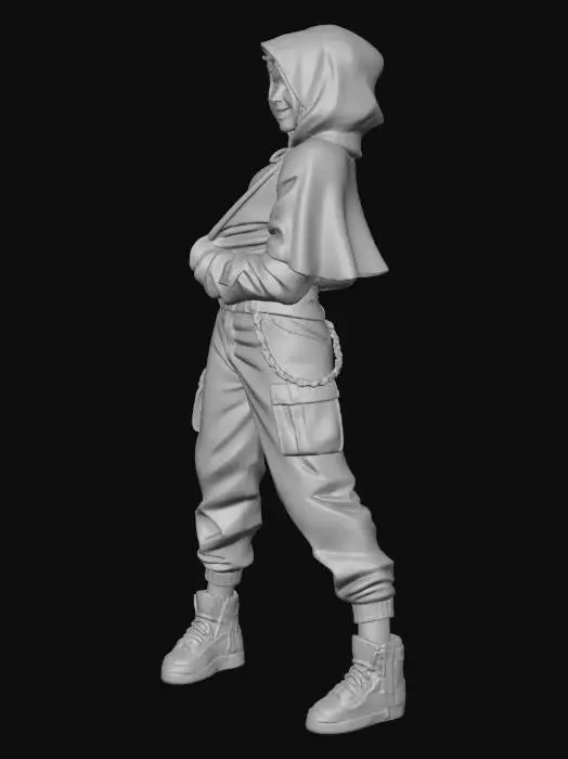 3D model for mujer, caperuza roja, vestir, hip-hop