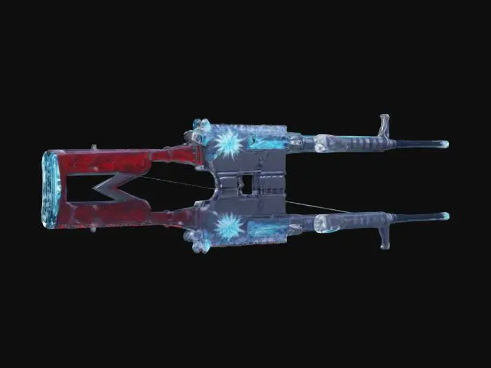 3D model for create a really cool zanpakuto sword assault rifle combination from the anime Bleach. incorporate Christmas themed colors and crystal ice.  #ChristmasAdventure#