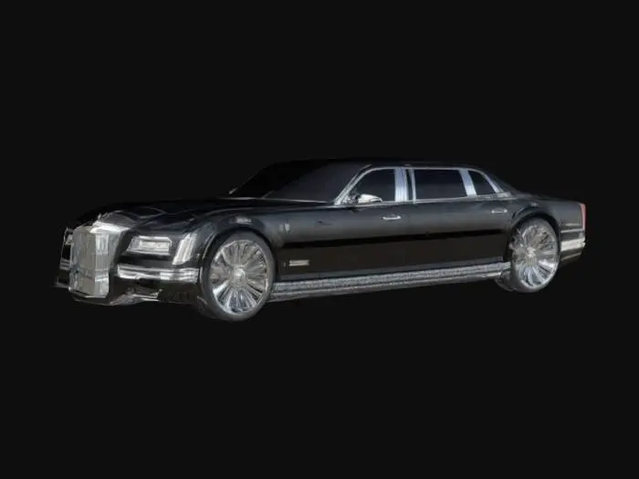3D model for A detailed game figure of the presidential limousine in the future. 8K textures. clear details. intricate tire and undercarriage detail. game-ready #game figure#