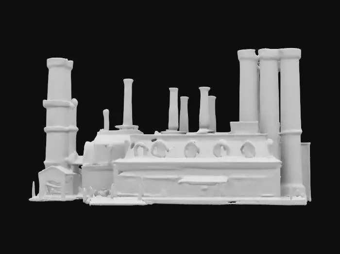 3D model for Riesiges Willy Wonka Soda_Fabrikgebäude im Stil der Weihnachtsindustrialisierung. Mehrfarbige Schornsteine ​​aus Ziegeln, #ChristmasAdventure#