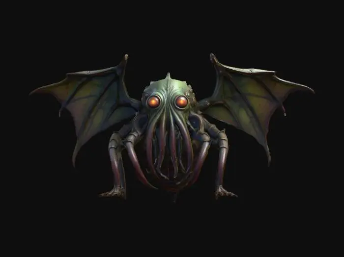 3D model for a Christmas Steampunk stylized Cthulhu themed creature from the Stephen King movie "The Mist" (2007). vintage Christmas decorations, NVIDIA OptiX, rough textures, Lovecraftian insect creatures, renderotica, renderocity, unreal engine, highest quality, highest resolution, insane detailed, character design, z-brush, v-ray, renderocity, daz3d, deeply carved detail,