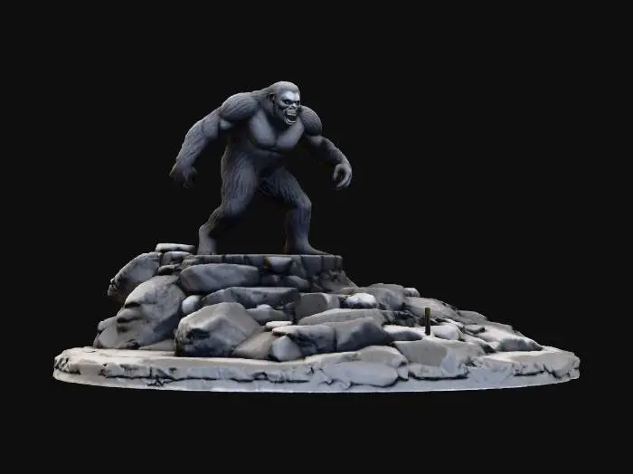 3D model for Giant Sasquatch Statue, built on rocks, roadside attraction. 8K details. 20meters high. #Halloween2025#