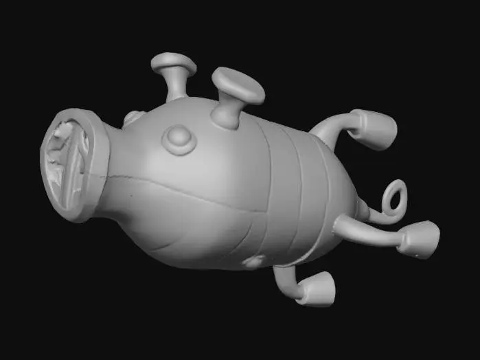3D model for Metallic Pig Starship, from "Pigs in Space" on "The Muppet Show. 4K details, pig-snout, two pig ear antenna, two eye portals,
