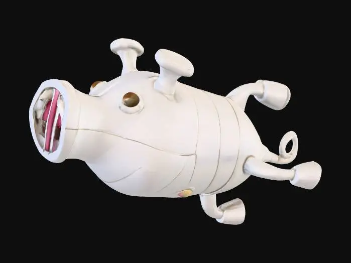 3D model for Metallic Pig Starship, from "Pigs in Space" on "The Muppet Show. 4K details, pig-snout, two pig ear antenna, two eye portals,