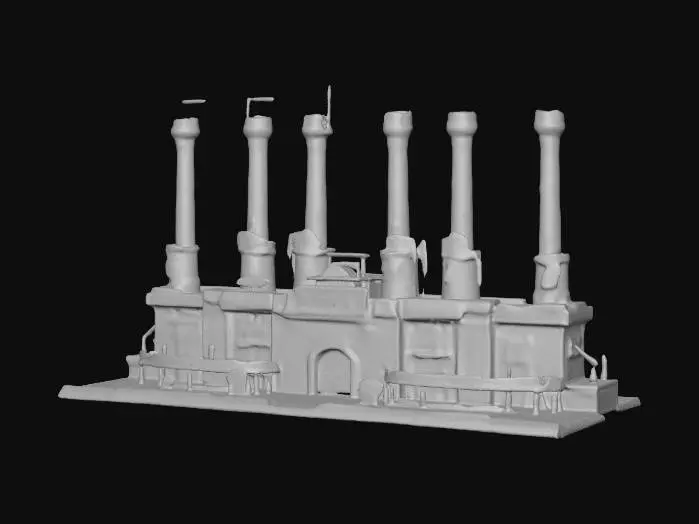 3D model for Riesiges Willy Wonka Soda_Fabrikgebäude im Stil der Weihnachtsindustrialisierung. Mehrfarbige Schornsteine ​​aus Ziegeln, #ChristmasAdventure#