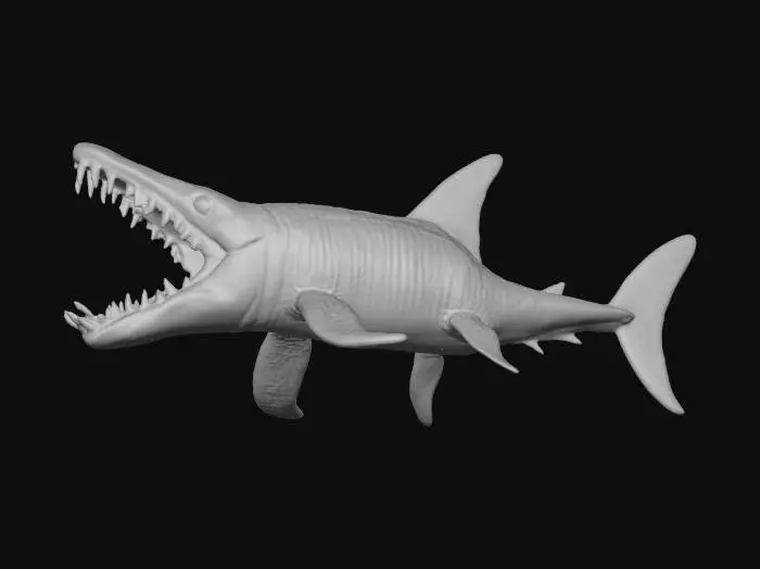 3D model for Elongated stylized megalodon creature. enhanced details. ultra-poly.