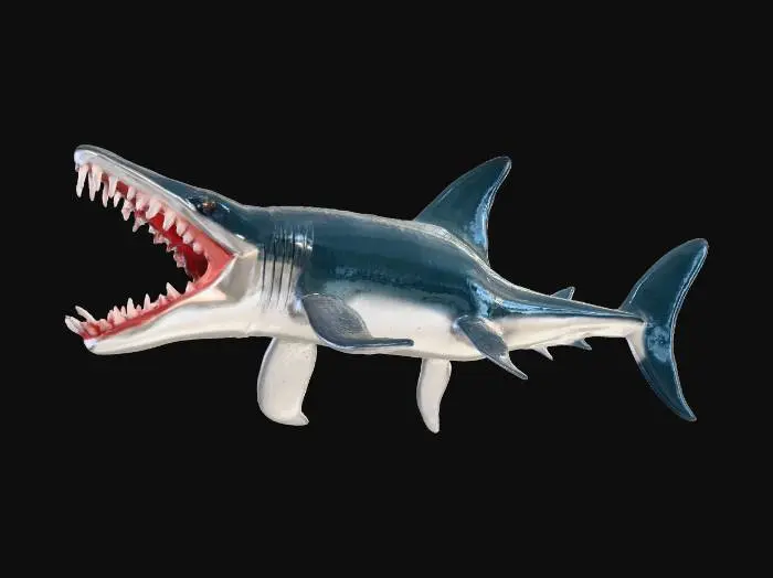 3D model for Elongated stylized megalodon creature. enhanced details. ultra-poly.