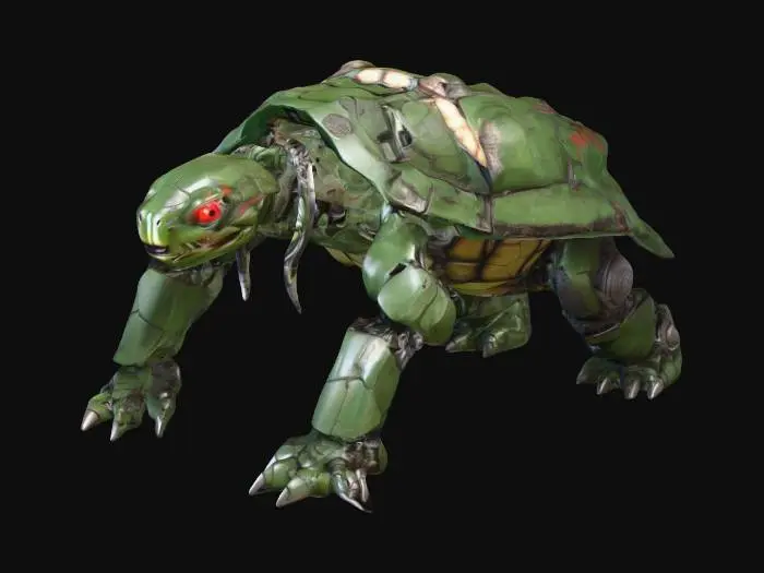 3D model for #anthropomorphic#, Mecha-Gamera robot turtle, mutant ninja turtle mechanical Raphael character, Sci-Fi, Futuristic, Smooth, Not Lumpy, Perfectly Symmetrical, Game Assets, Highly Detailed, Ultra Realistic