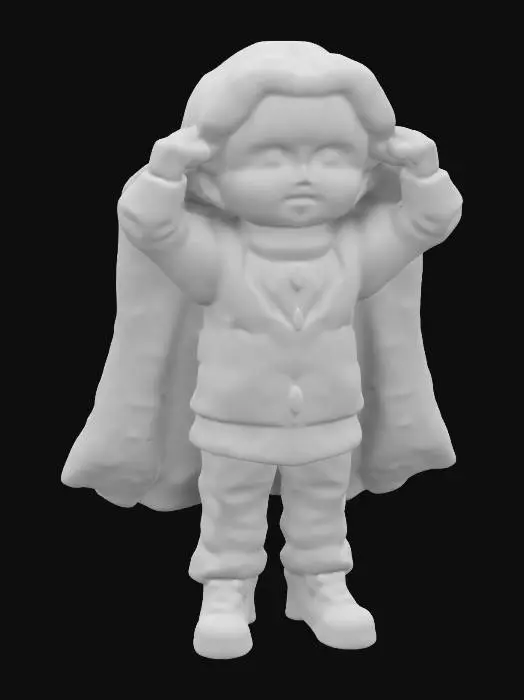 3D model for A life-size Macaulay Culkin, Kevin McCallister as a stylized young urchin wild_boy who has wrapped a Christmas themed blanket over his head. "William S. Burroughs" Interzone theme. he is singing Christmas carols, #ChristmasAdventure# vivid Christmas colorization, NVIDIA OptiX, Daz3D, Renderocity, Ray Traced, rough textures, deeply carved detail, highest quality, highest resolution, insane detailed, z-brush, v-ray, Meshy masterpiece, Meshy prize winning, Christmas lighting.