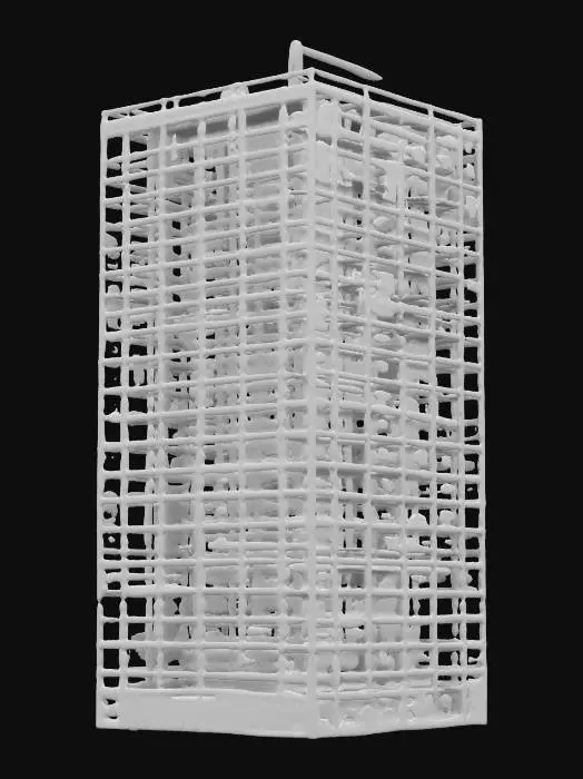 3D model for life-size, 10-meter wide. North-pole city modern rectangle skyscraper, under construction. 4K building texture, intricate and ornate girder and floor textures. NVIDIA OptiX, Daz3D, Renderotica, rough textures, deeply carved detail, highest quality, highest resolution, insane detailed, zbrush, v-ray, Meshy masterpiece, prize winning, computerized Christmas fiber-optic lighting. #ChristmasAdventure#