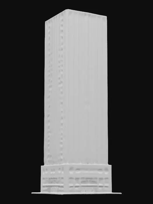 3D model for A life-size giant skyscraper complex that looks similar to the MetLife Building. Designed in the International style. it is Headquarters for North-pole City. Decorated sparingly for Winter Solstice. ornate carved windows, 808 feet (246 m) tall with 59 stories high, very wide, NVIDIA OptiX, Daz3D, Renderocity, precise window textures, deeply carved detail, insane detailed, precise strait_lines, Meshy masterpiece, daytime Christmas lighting. precise texture symmetry, #ChristmasAdventure#