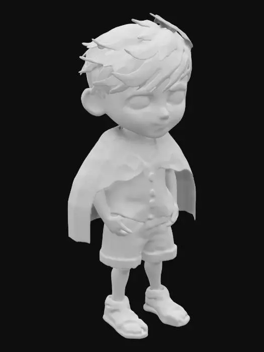 3D model for A stylized young wild_boy who has wrapped a Christmas themed blanket over his head. "William S. Burroughs" Interzone theme. Standing on the side of the road, begging. #ChristmasAdventure# vivid Christmas colorization, NVIDIA OptiX, Daz3D, Renderocity, Ray Traced, rough textures, deeply carved detail, highest quality, highest resolution, insane detailed, z-brush, v-ray, Meshy masterpiece, Meshy prize winning, Christmas lighting.