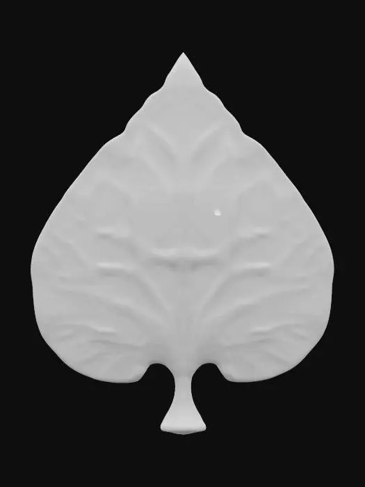 3D model for A crystal-clear large glass fig-leaf. super-high details. needle fine focus,