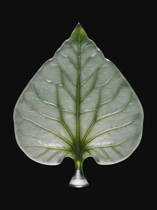 3D model for A crystal-clear large glass fig-leaf. super-high details. needle fine focus,